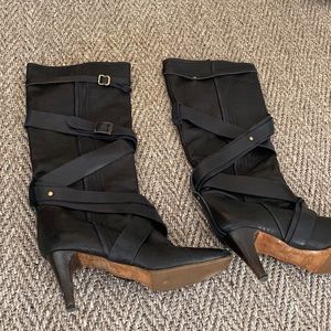 Chloe leather motorcycle style boots